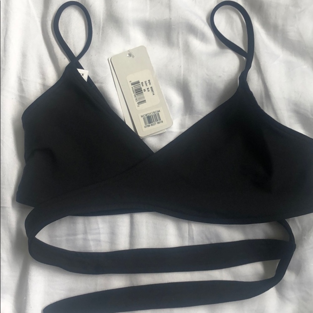 L*SPACE Chloe Wrap Bikini Top Black Sz XS